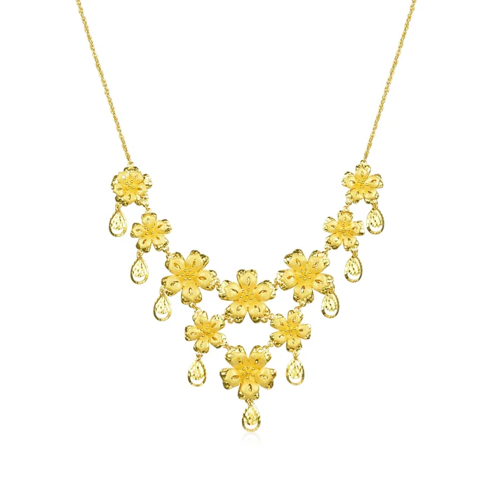 中式婚禮系列花卉款999.9黃金項鍊